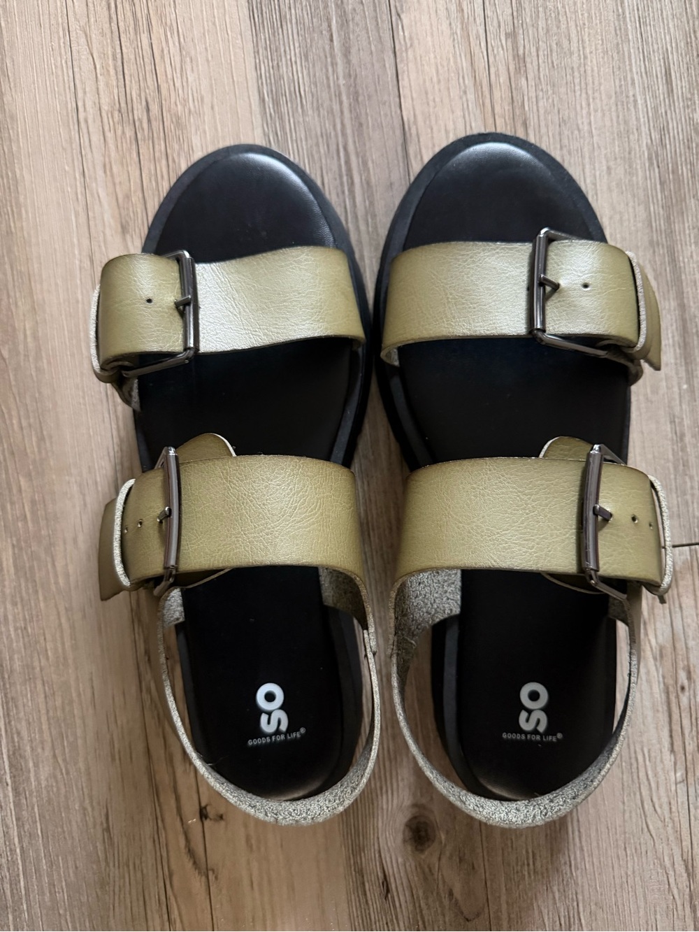 SO Olive Green Double Buckle Women Sandals